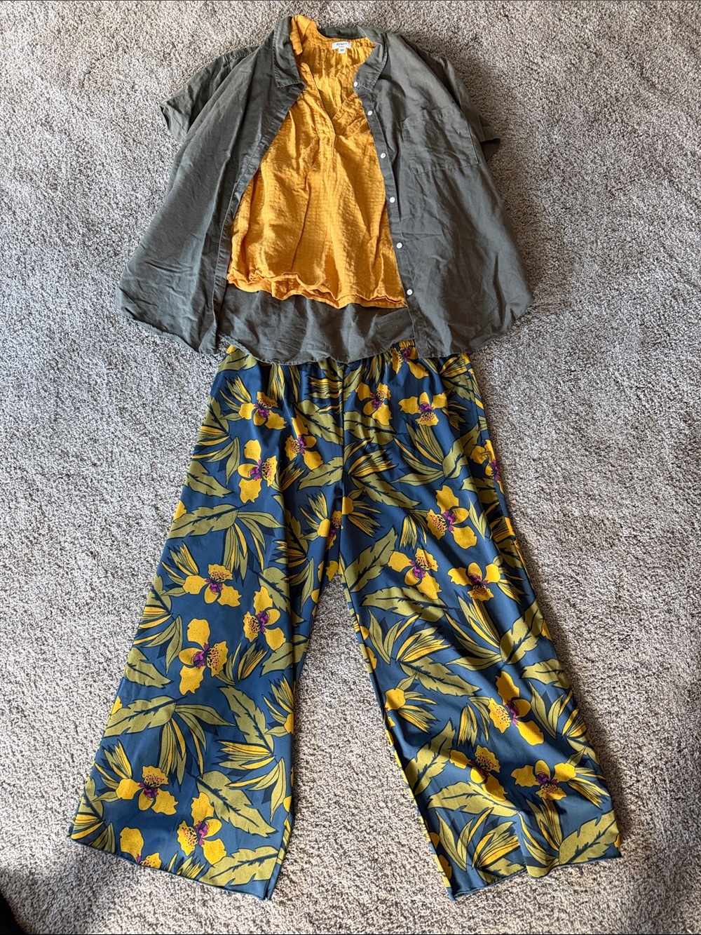 dylan Blue and Yellow Floral Wide-Leg Kids Pajama Pants set ( 2 tops and pants )